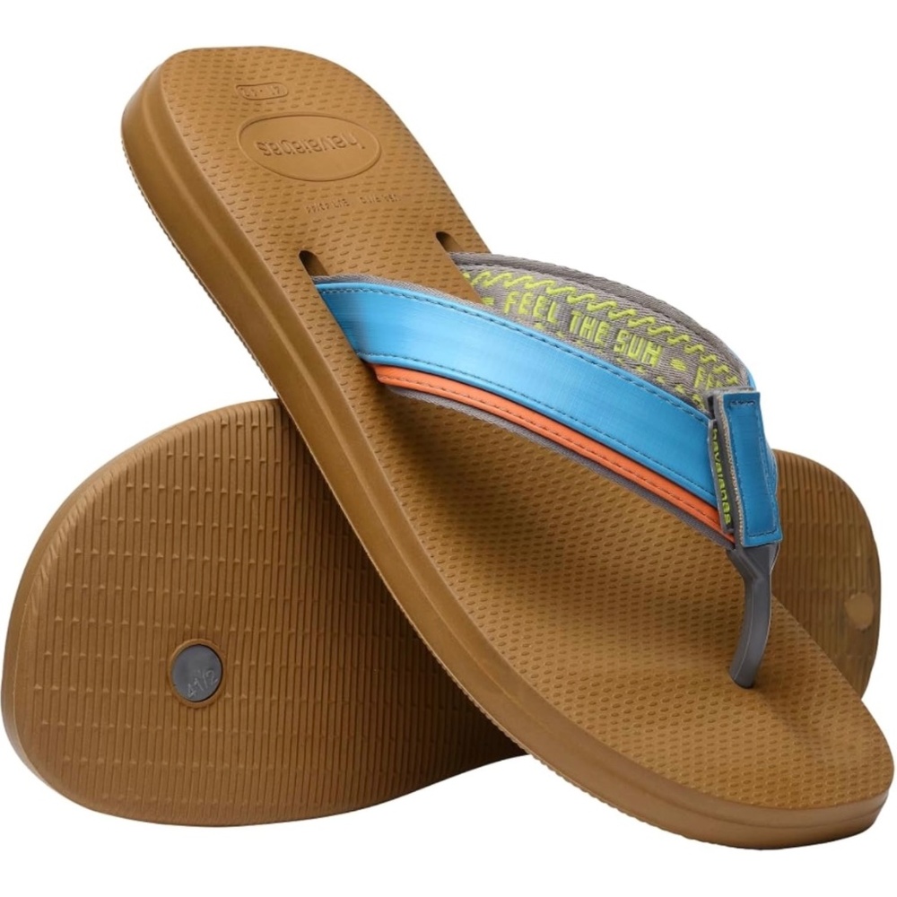 NWT Havaianas Men's Urban Tech Flip Flops, Wide Strap Flip Flops, Bronze, 13/14